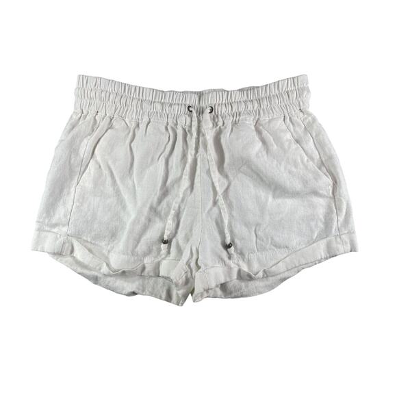 Love Tree Shorts Womens Medium White Linen Drawstring Pockets Casual Lightweight - Picture 1 of 12